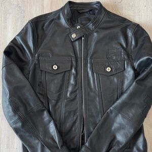 Diesel Black Gold Leather Jacket Men's Large Excellent Condition